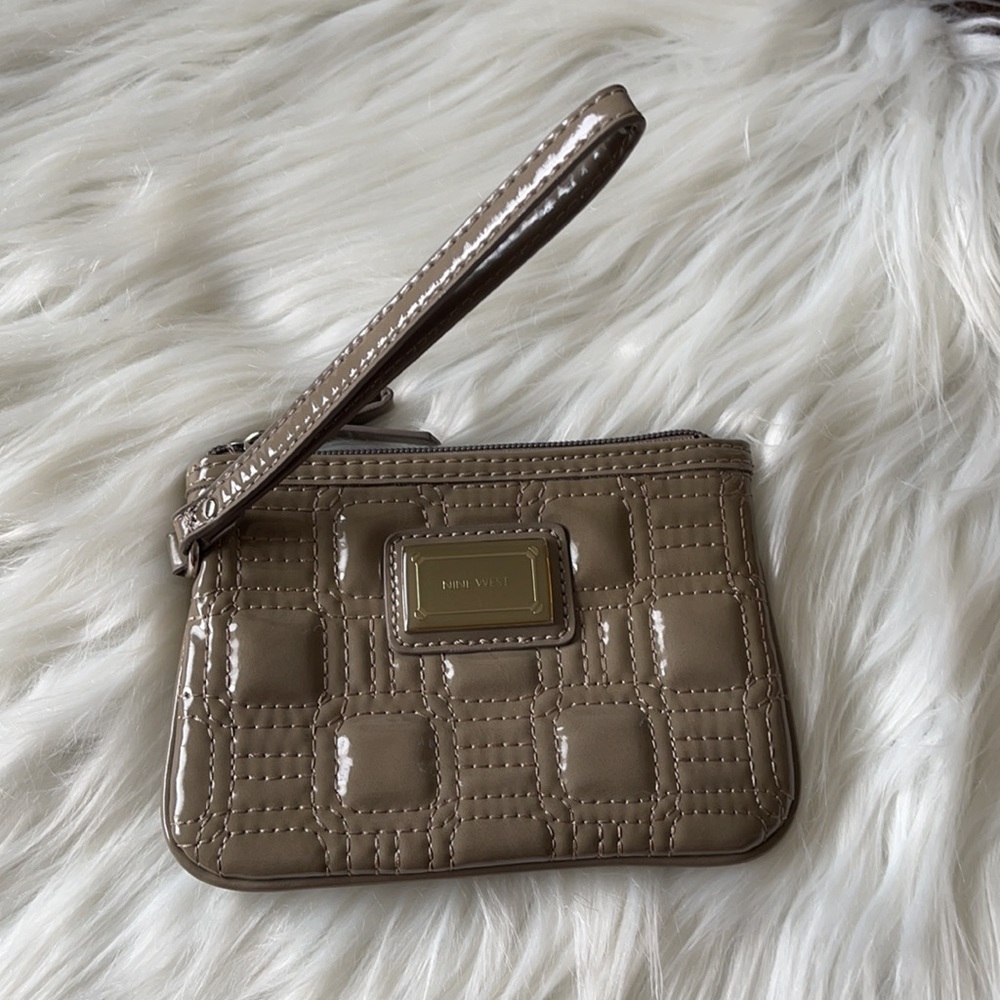 Nine West Taupe Leopard Print Wristlet